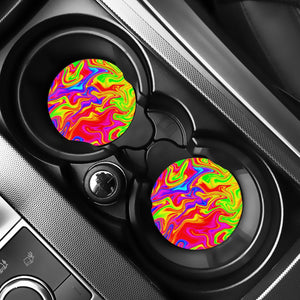 Abstract Colorful Liquid Trippy Print Car Coasters