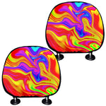 Abstract Colorful Liquid Trippy Print Car Headrest Covers
