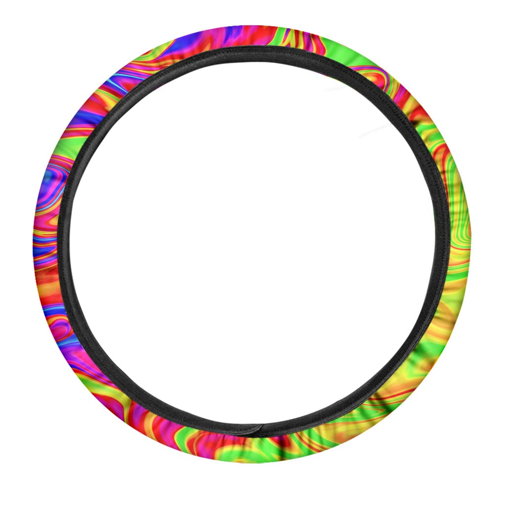 Abstract Colorful Liquid Trippy Print Car Steering Wheel Cover