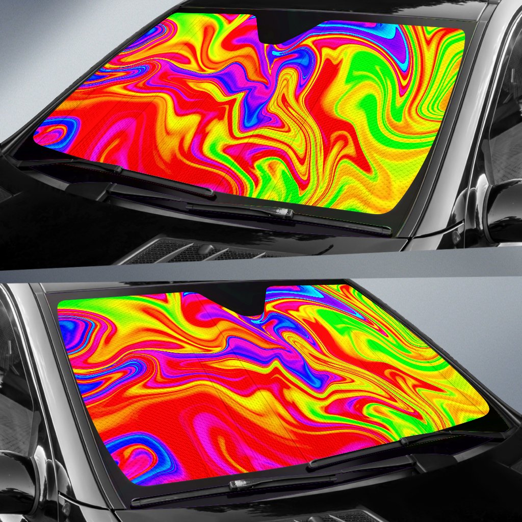 Abstract Colorful Liquid Trippy Print Car Sun Shade GearFrost