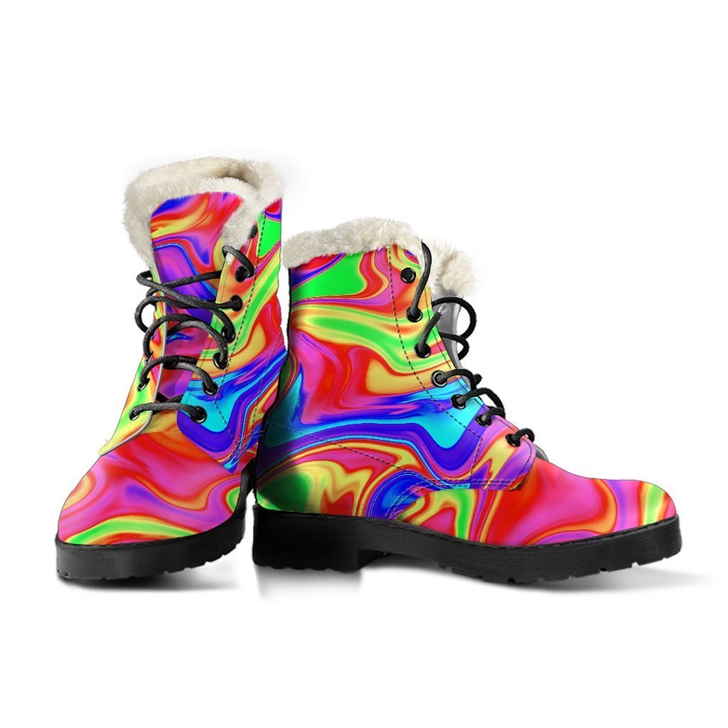 Abstract Colorful Liquid Trippy Print Comfy Boots GearFrost