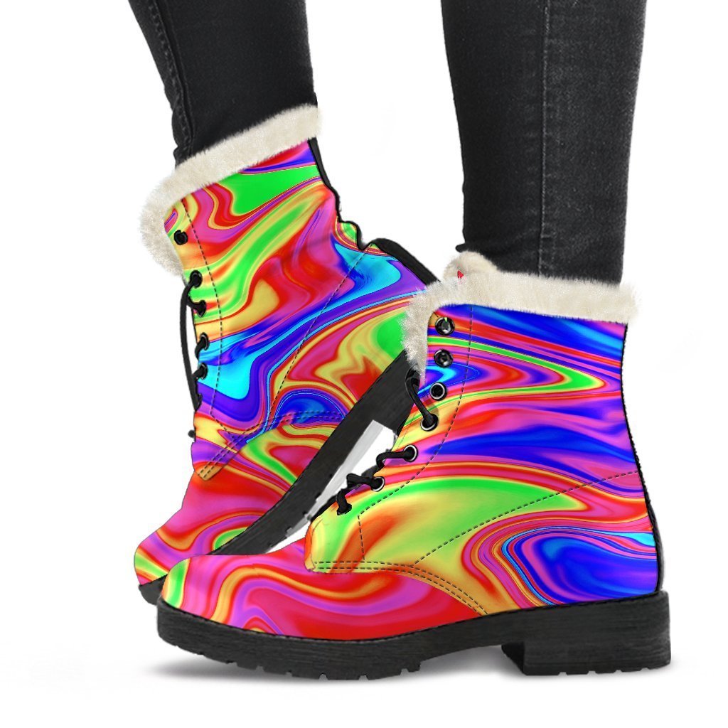 Abstract Colorful Liquid Trippy Print Comfy Boots GearFrost