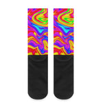 Abstract Colorful Liquid Trippy Print Crew Socks
