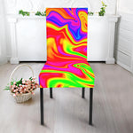 Abstract Colorful Liquid Trippy Print Dining Chair Slipcover