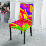 Abstract Colorful Liquid Trippy Print Dining Chair Slipcover