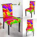Abstract Colorful Liquid Trippy Print Dining Chair Slipcover