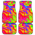Abstract Colorful Liquid Trippy Print Front and Back Car Floor Mats