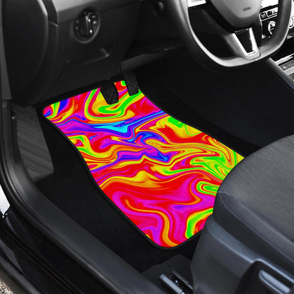Abstract Colorful Liquid Trippy Print Front and Back Car Floor Mats