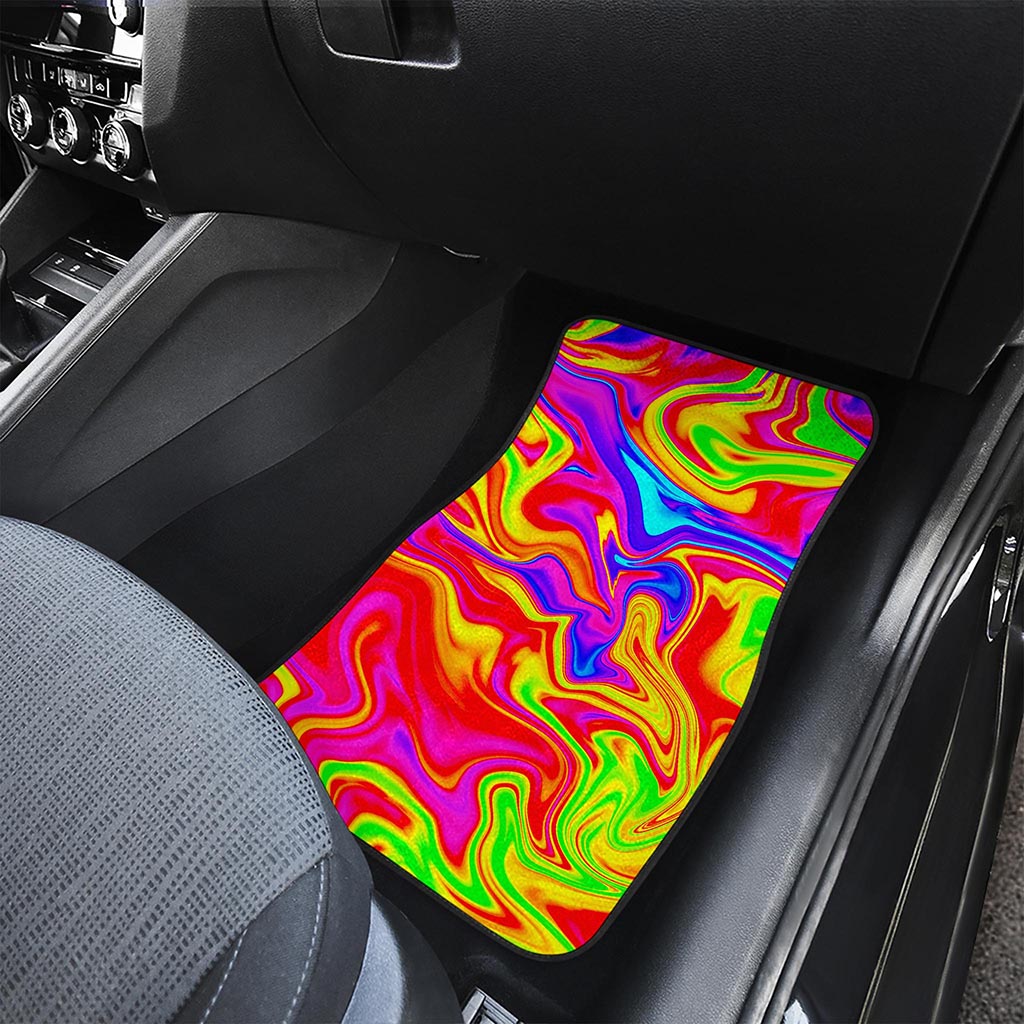 Abstract Colorful Liquid Trippy Print Front and Back Car Floor Mats