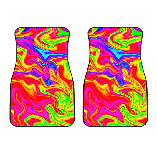 Abstract Colorful Liquid Trippy Print Front Car Floor Mats