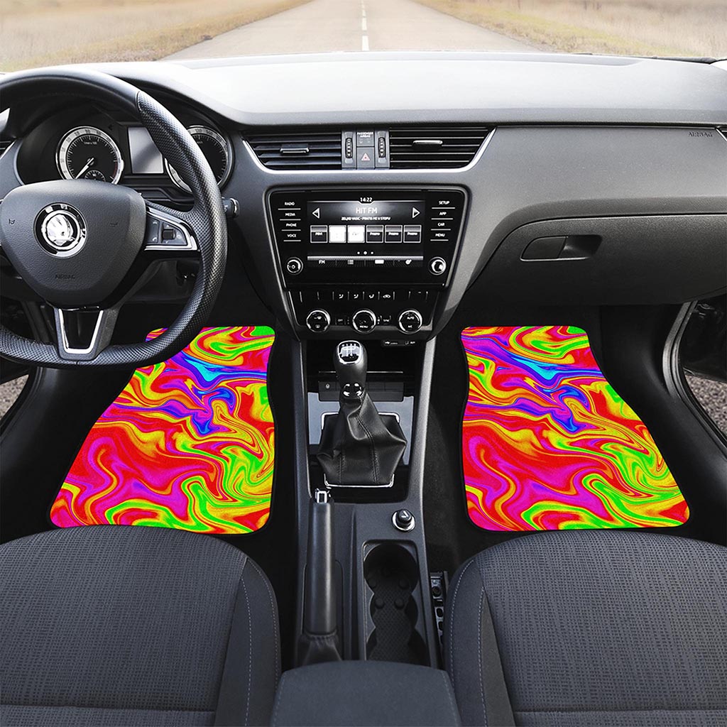 Abstract Colorful Liquid Trippy Print Front Car Floor Mats