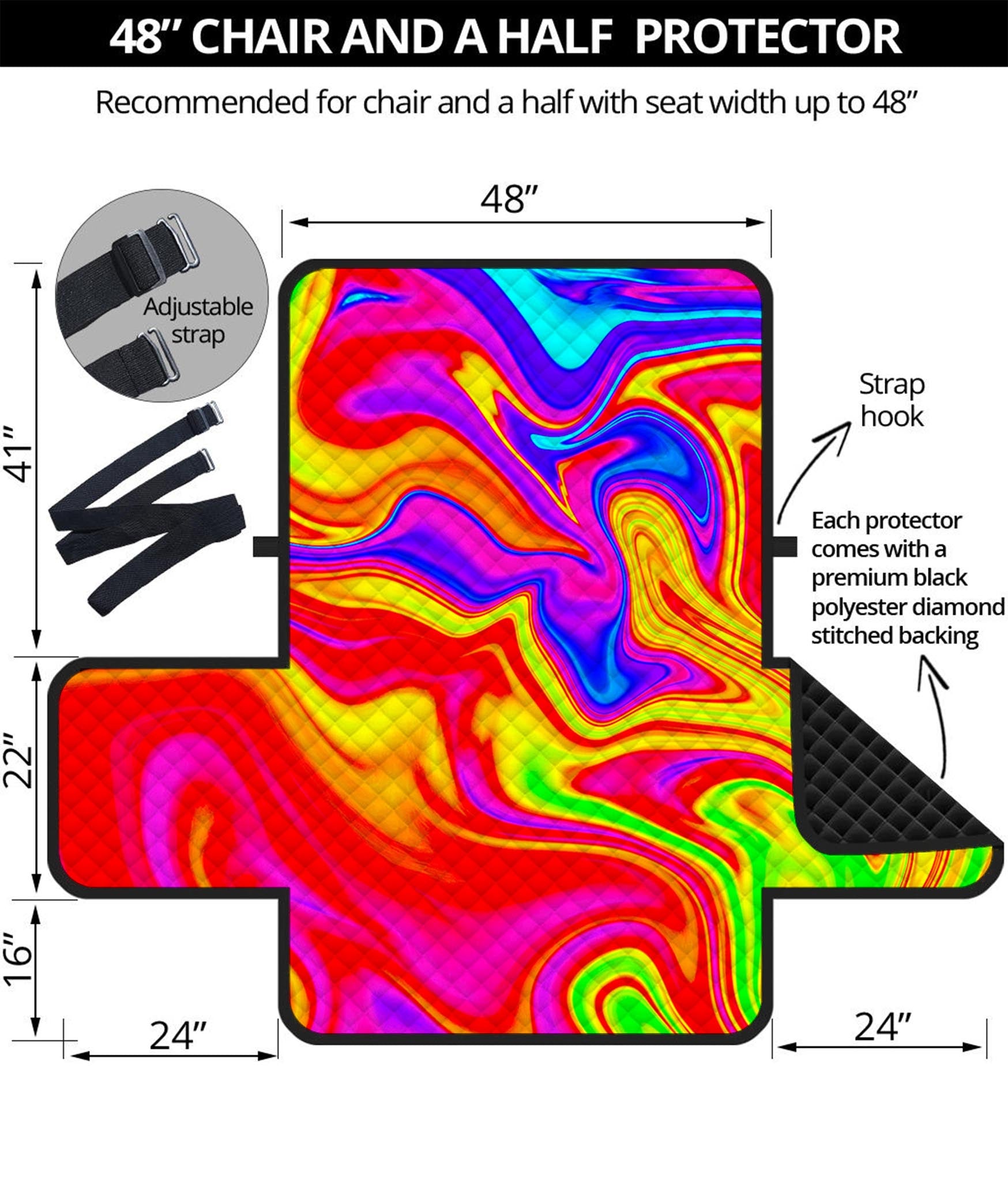 Abstract Colorful Liquid Trippy Print Half Sofa Protector