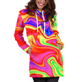 Abstract Colorful Liquid Trippy Print Pullover Hoodie Dress