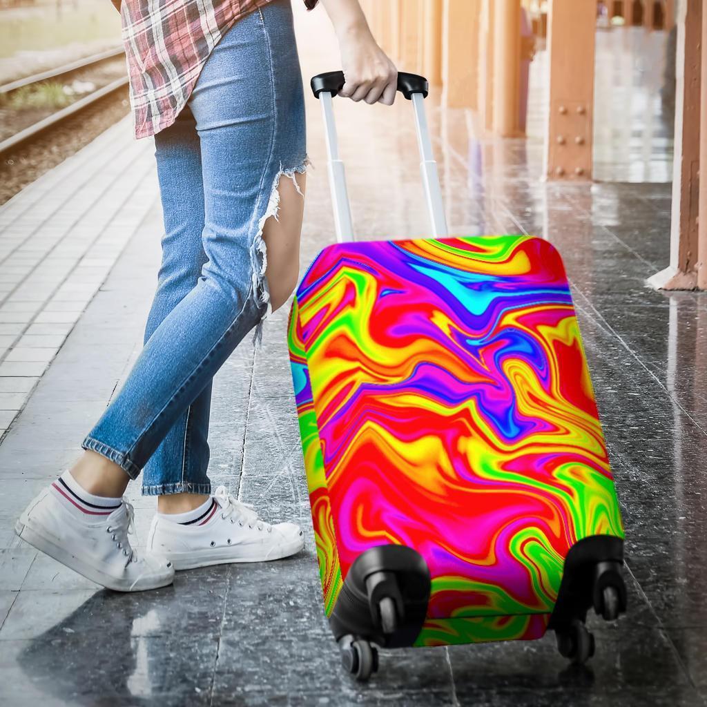 Abstract Colorful Liquid Trippy Print Luggage Cover GearFrost