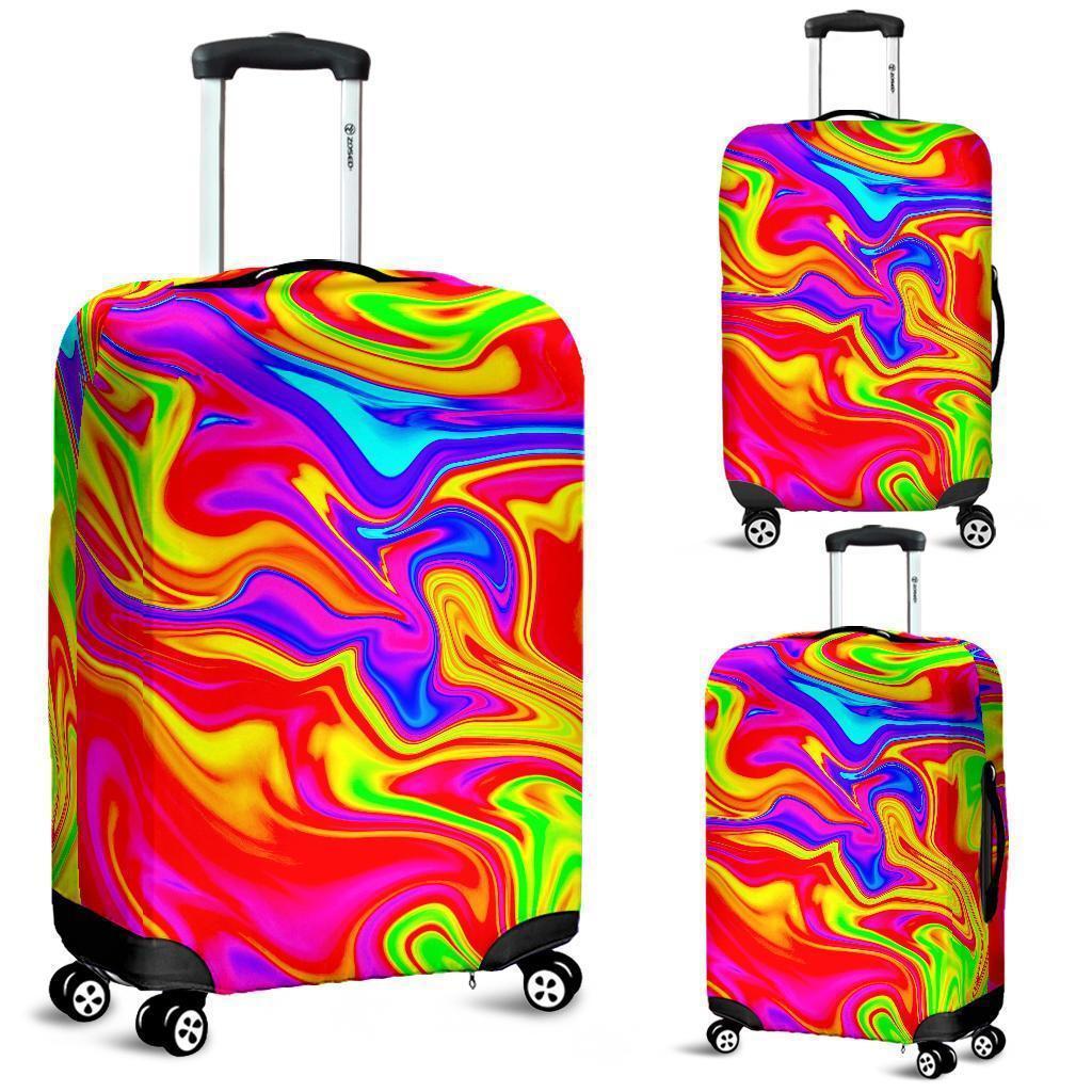 Abstract Colorful Liquid Trippy Print Luggage Cover GearFrost