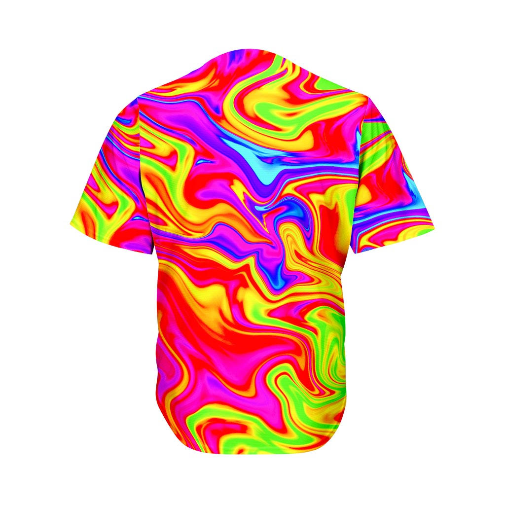 Abstract Colorful Liquid Trippy Print Men's Baseball Jersey