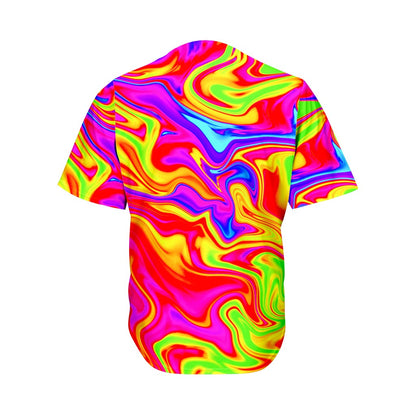 Abstract Colorful Liquid Trippy Print Men's Baseball Jersey