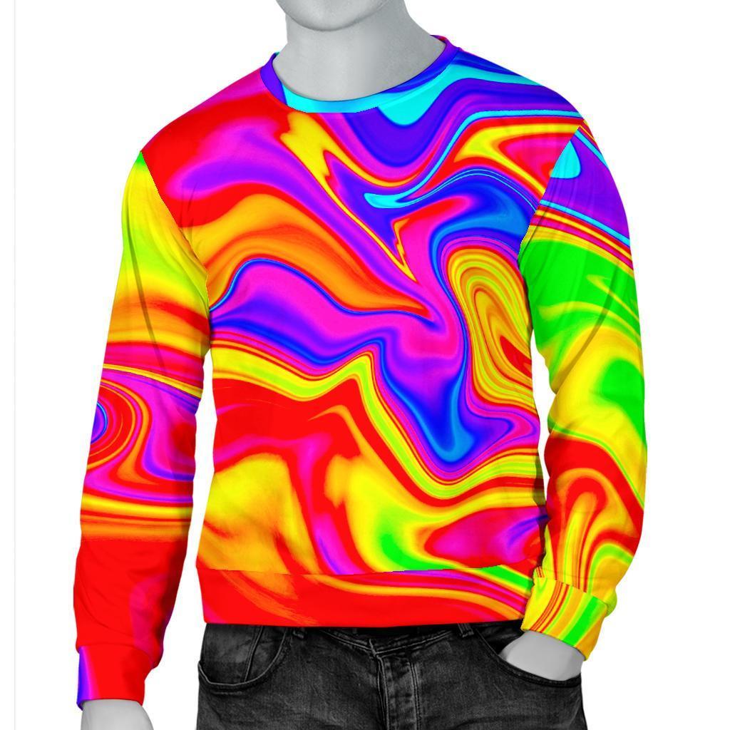 Abstract Colorful Liquid Trippy Print Men's Crewneck Sweatshirt GearFrost