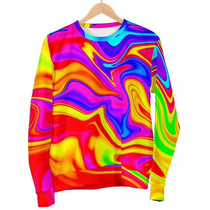 Abstract Colorful Liquid Trippy Print Men's Crewneck Sweatshirt GearFrost
