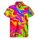 Abstract Colorful Liquid Trippy Print Men's Short Sleeve Shirt
