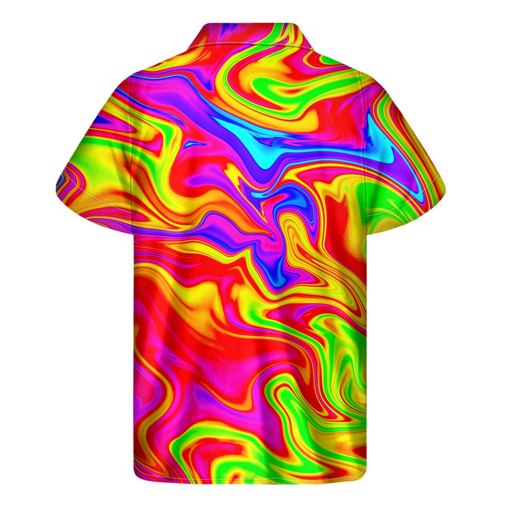 Abstract Colorful Liquid Trippy Print Men's Short Sleeve Shirt