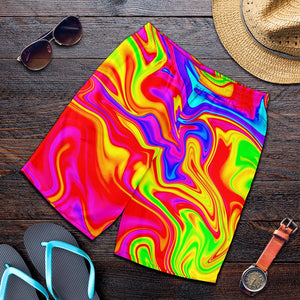 Abstract Colorful Liquid Trippy Print Men's Shorts