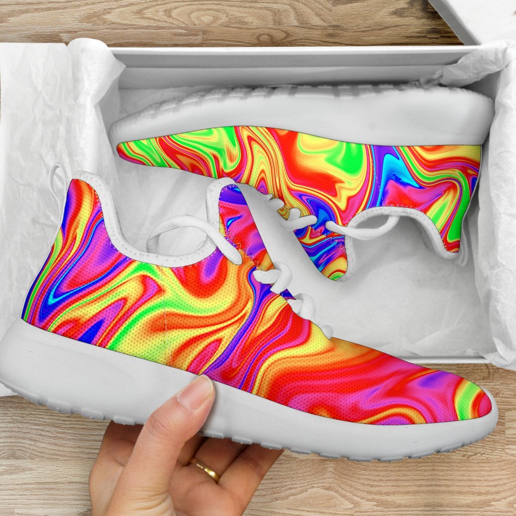 Abstract Colorful Liquid Trippy Print Mesh Knit Shoes GearFrost
