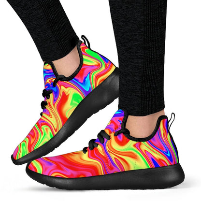 Abstract Colorful Liquid Trippy Print Mesh Knit Shoes GearFrost