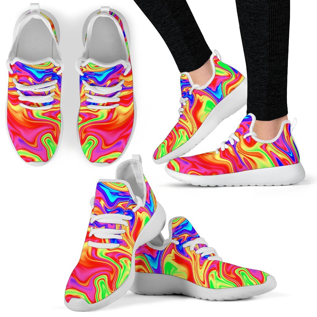 Abstract Colorful Liquid Trippy Print Mesh Knit Shoes GearFrost