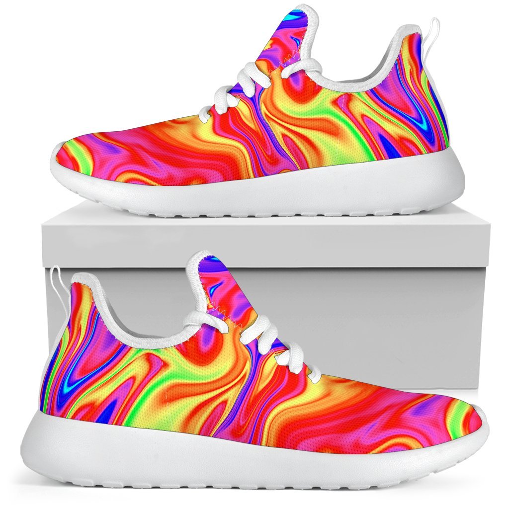 Abstract Colorful Liquid Trippy Print Mesh Knit Shoes GearFrost