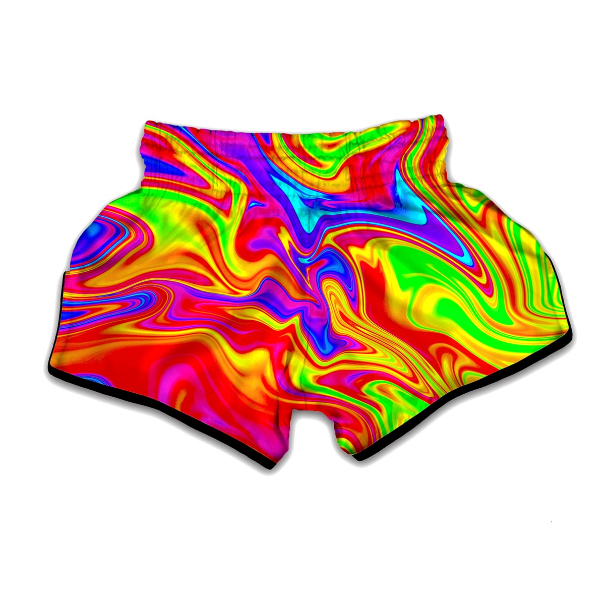 Abstract Colorful Liquid Trippy Print Muay Thai Boxing Shorts