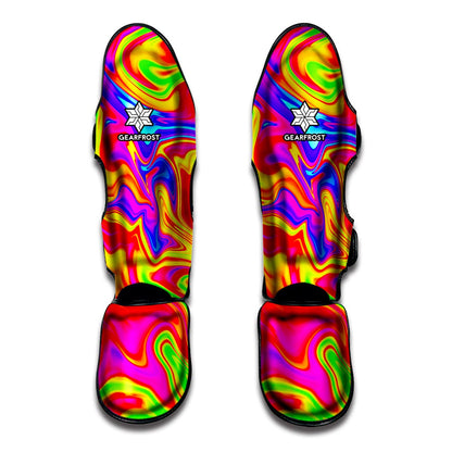 Abstract Colorful Liquid Trippy Print Muay Thai Shin Guard