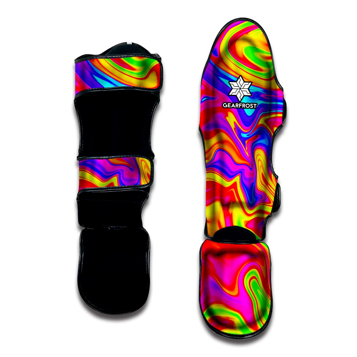 Abstract Colorful Liquid Trippy Print Muay Thai Shin Guard