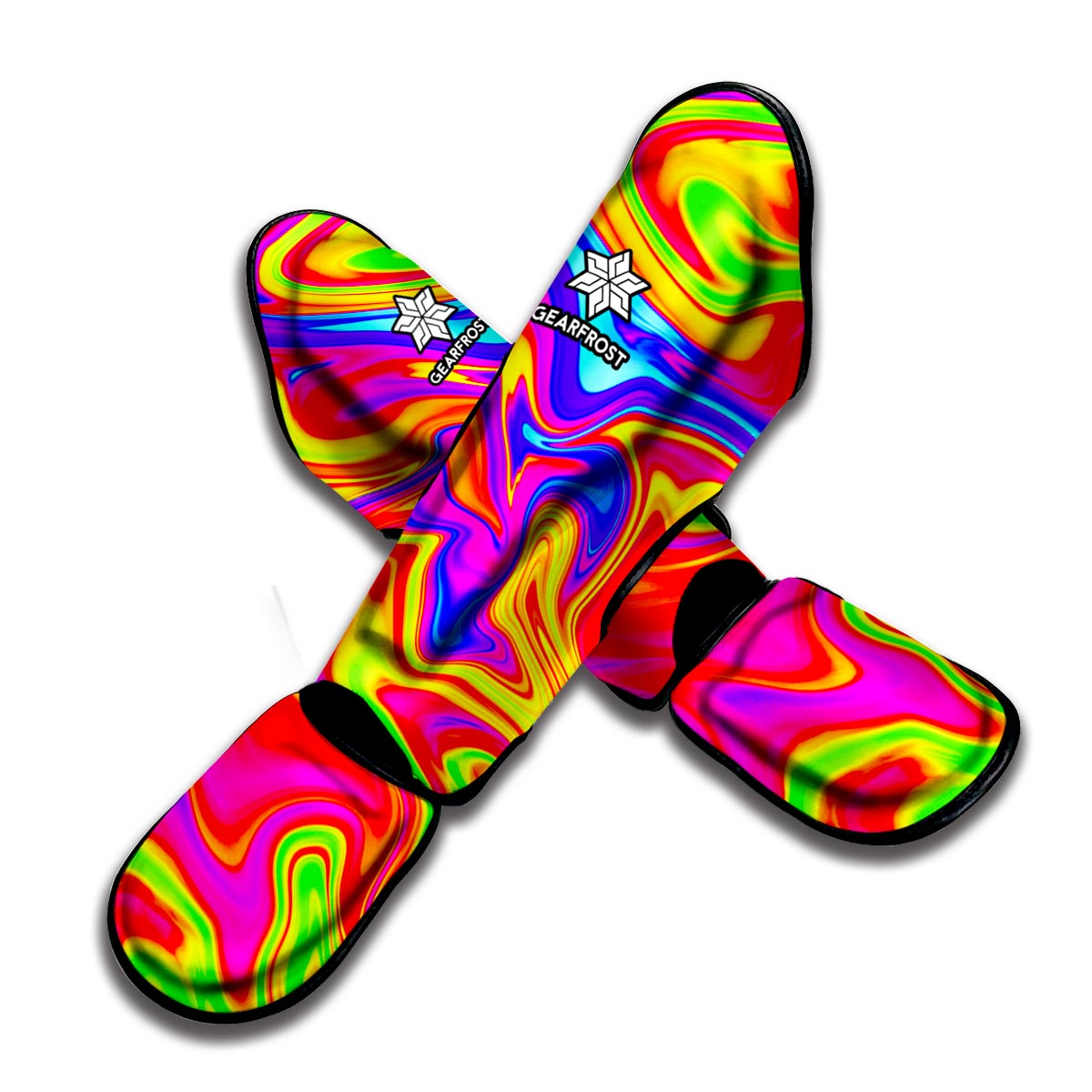 Abstract Colorful Liquid Trippy Print Muay Thai Shin Guard