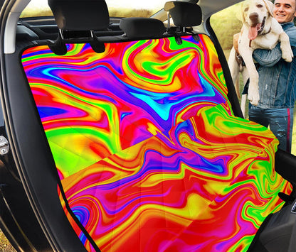 Abstract Colorful Liquid Trippy Print Pet Car Back Seat Cover