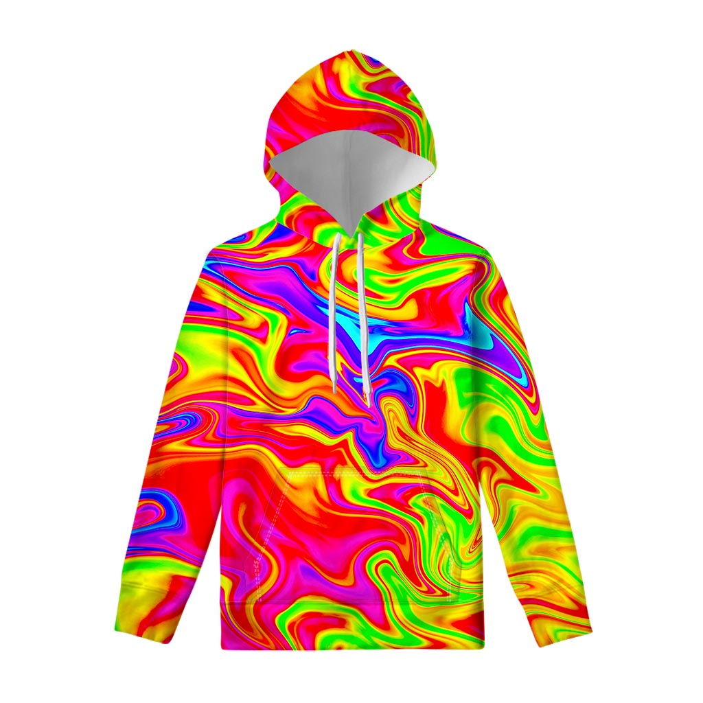 Abstract Colorful Liquid Trippy Print Pullover Hoodie