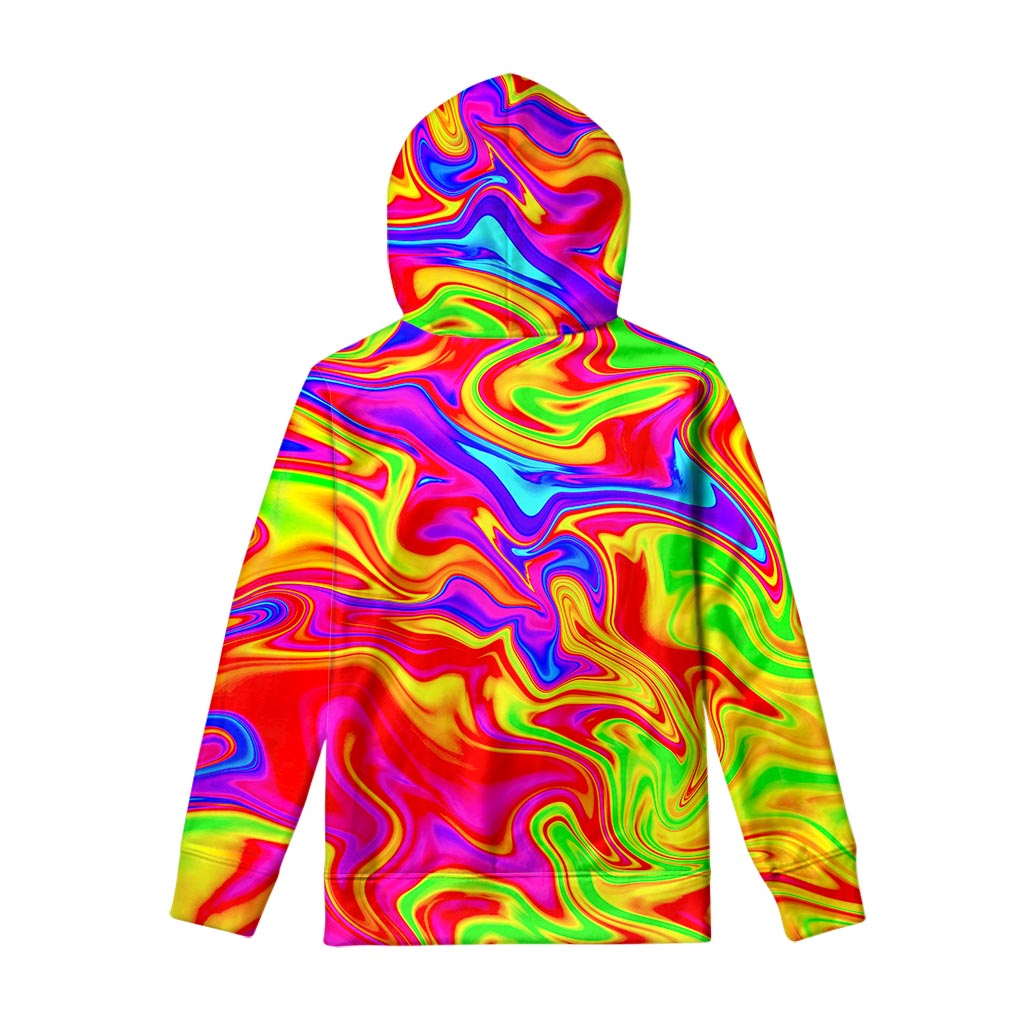 Abstract Colorful Liquid Trippy Print Pullover Hoodie