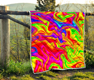 Abstract Colorful Liquid Trippy Print Quilt