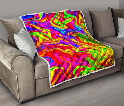 Abstract Colorful Liquid Trippy Print Quilt