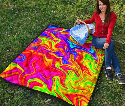 Abstract Colorful Liquid Trippy Print Quilt