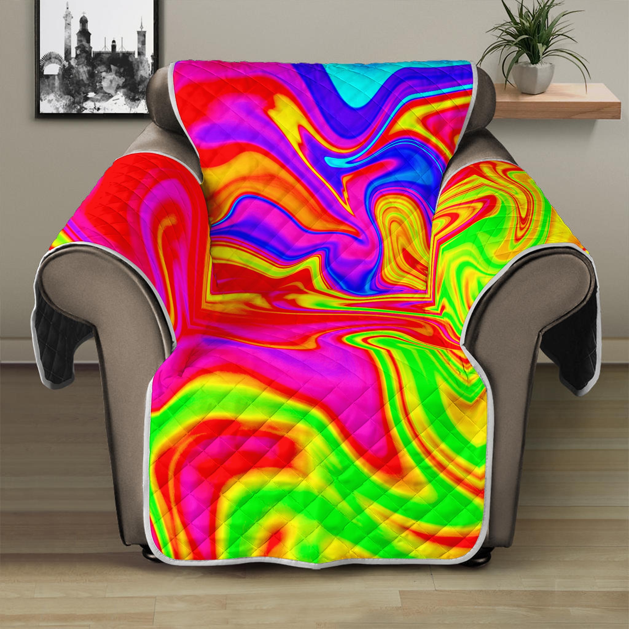 Abstract Colorful Liquid Trippy Print Recliner Protector