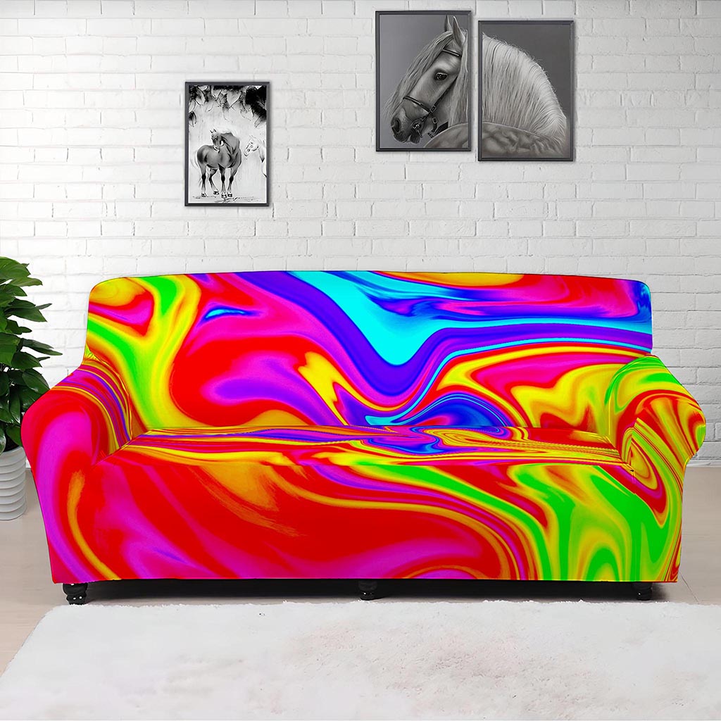 Abstract Colorful Liquid Trippy Print Sofa Cover