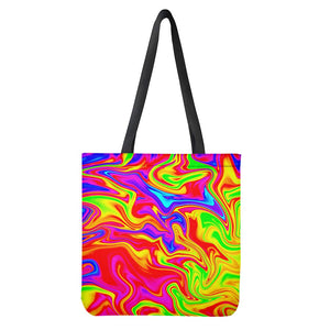 Abstract Colorful Liquid Trippy Print Tote Bag
