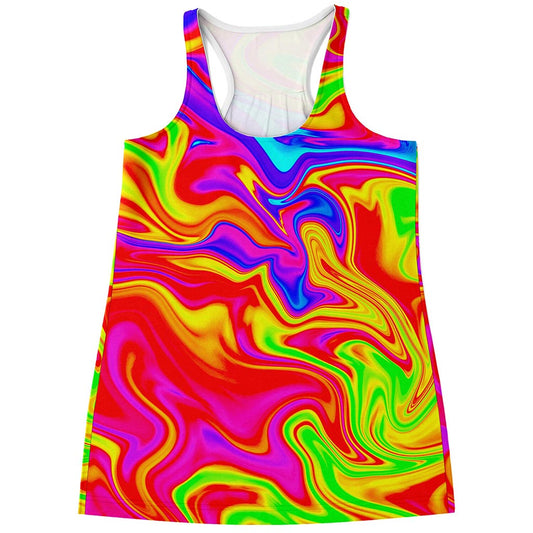 Abstract Colorful Liquid Trippy Print Women's Racerback Tank Top
