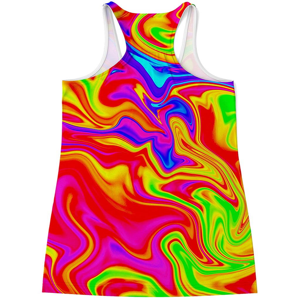 Abstract Colorful Liquid Trippy Print Women's Racerback Tank Top