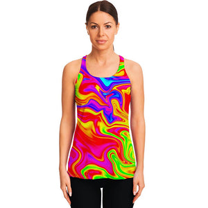 Abstract Colorful Liquid Trippy Print Women's Racerback Tank Top