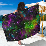 Abstract Dark Galaxy Space Print Beach Sarong Wrap