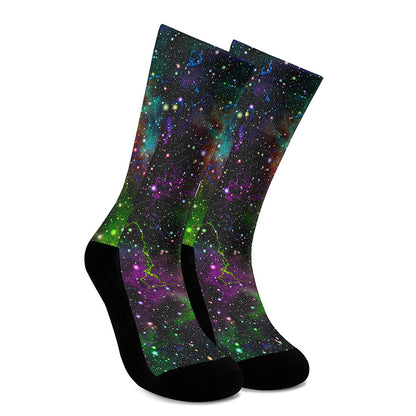 Abstract Dark Galaxy Space Print Crew Socks