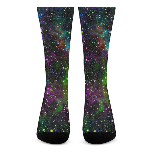 Abstract Dark Galaxy Space Print Crew Socks