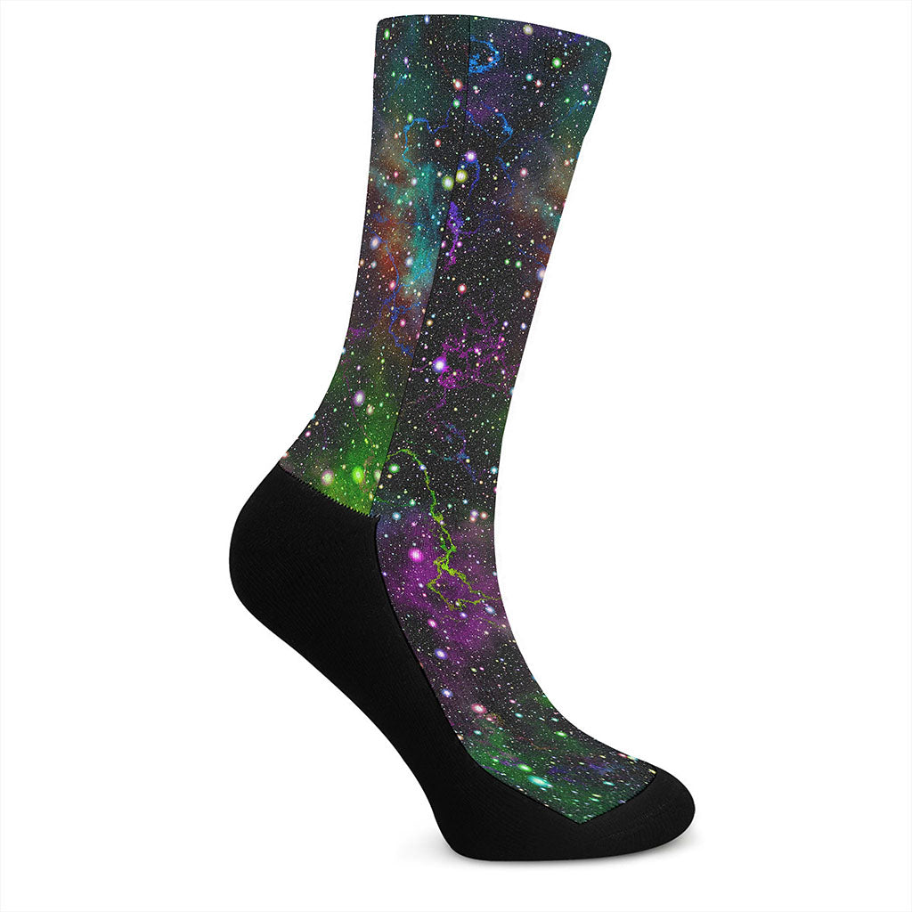 Abstract Dark Galaxy Space Print Crew Socks